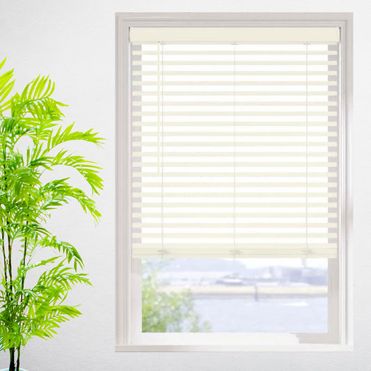 2" Neutral Cordless Faux Wood Blinds